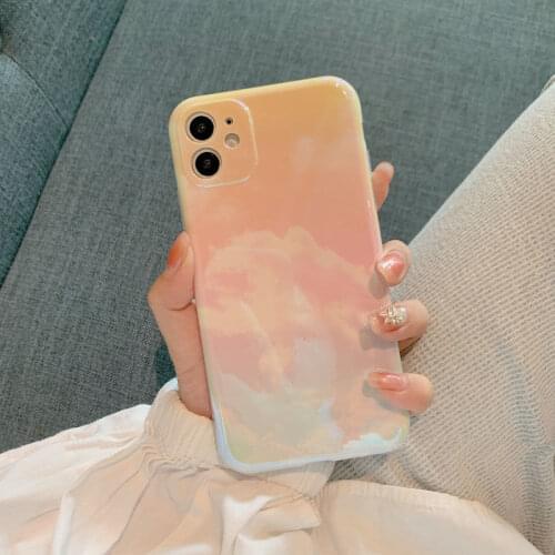 Pink Clouds Camera Protection Phone Case For iPhone 11 12 Pro Max XR XS Max X XS 7 8 Plus Ultra Thin Back Cover Coque Fundas