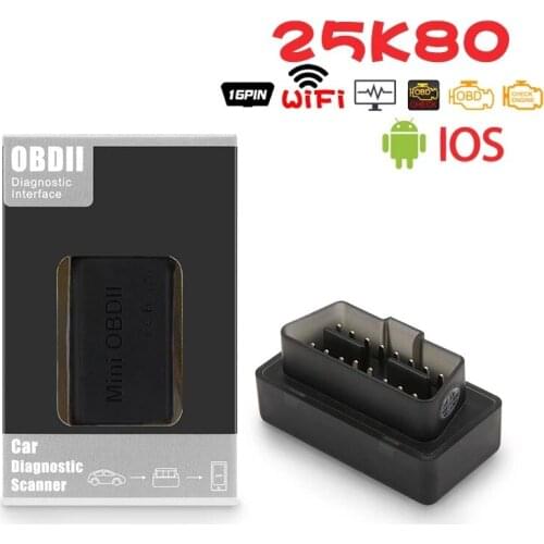 Super Mini ELM327 WIFI OBD2 Code Reader 25k80 chip ELM 327 Wifi Scan Tool for IOS Android car Auto Diagnostic Tool All OBD-II