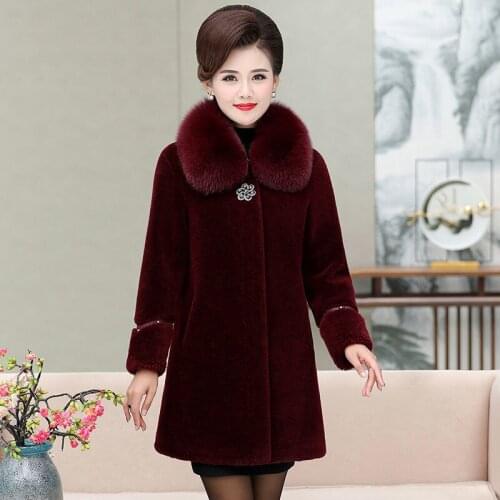 Women 2021 Autumn Winter Real Fur Coat Female Thicken Warm Jacket Sheep Shearling Coats Fox Fur Collar New Casual Outerwear X542