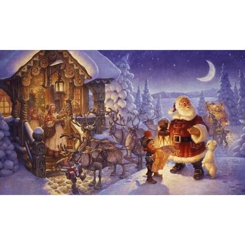 Snow Santa Claus at the North Pole Top Quality Embroidery Needlework 14CT Unprinted Art Cross Stitch Kits DIY Handmade Decor