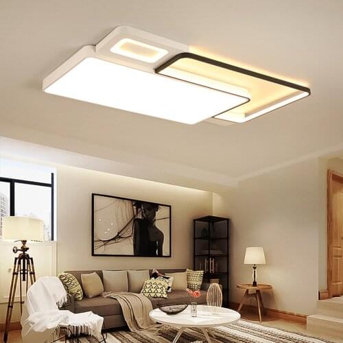 Modern Led Flush Mount Ceiling Light Fixtures with Remote Control Black Metal Lamps for Living Room Bedroom Kitchen bathroom