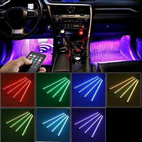 Mayitr Car Interior Atmosphere LED RGB Strip Light 18 RGB LED Car Interior Atmosphere Footwell Light Strip USB Charging Lamp