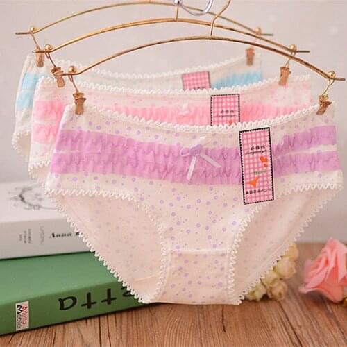 2018 6pc/lo Girls Underwear t lace lovely pink T panties Bow Low Waist Briefs Young Girl Pants children 12-20year students