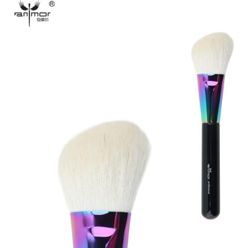 Anmor Goat Hair Angled Contour Face Brush High Quality Blush Makeup Brushes for Daily Professional Make Up Black Cosmetic Tools