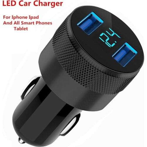 Universal 3.1A LED Display Dual USB Car Charger Fast Charging Car-Charger Type c Micro Cable For Samsung Xiaomi Huawei Phone