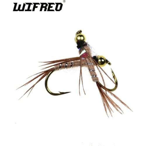Wifreo 10pcs #8 Golden Bead Head Brown Stonefly Nymph Fly with Tinsel Flash Back Nymph for Fly Fishing Trout