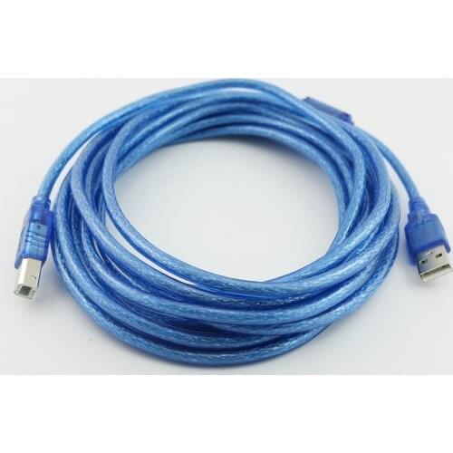 10pcs Blue USB 2.0 Type A Male to B Male Printer Scanner Adapter Connector Cable 5M