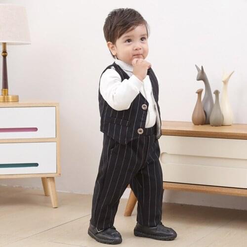 2021 Fashion Children Suit Baby Boys Clothes Newborn Tracksuit Formal Dresses Shirt+Pant+Vest 3Pieces Costumes For Children 0-5Y