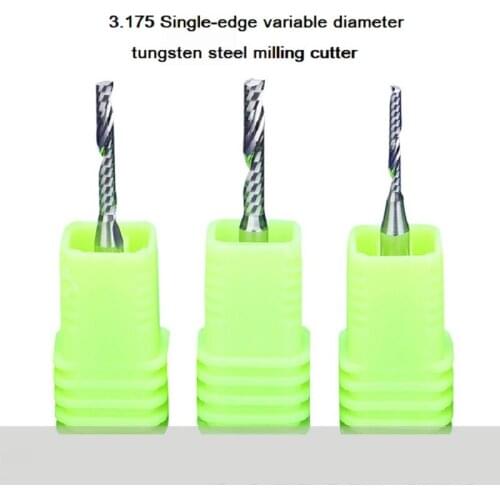 3.175mm 3A single-edge variable diameter tungsten steel milling cutter, acrylic woodworking PCV CNC tool, advertising carving kn