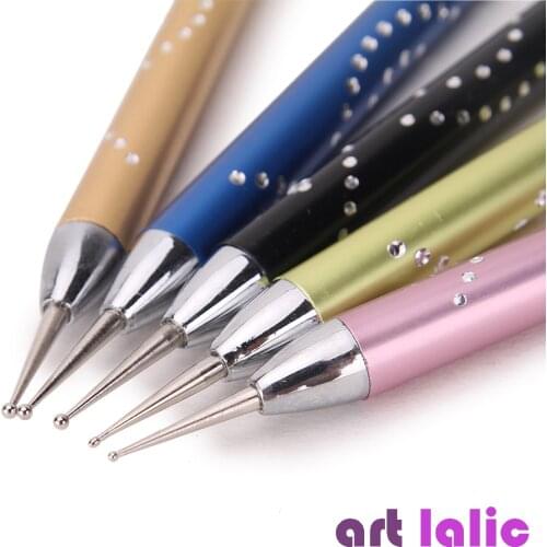 5Pcs/Set Nail Art Dotting Pen Double-head Nail Dotting Marbleizing Metal Manicure Polish Dot Painting DIY Design Fingernail Tool