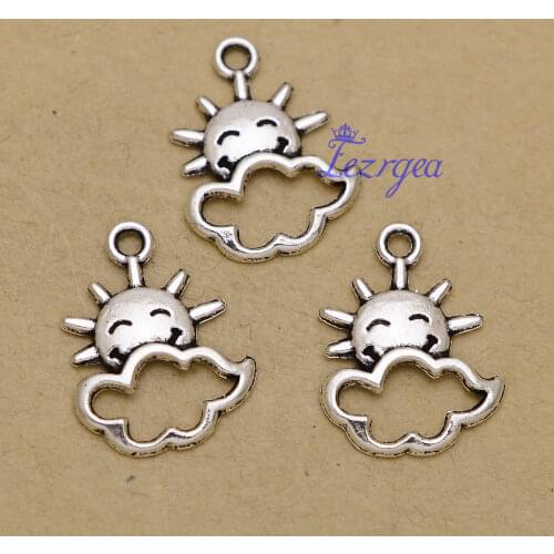 50pcs/lot--16x20mm, Antique silver plated sun with cloud charms ,DIY supplies, Jewelry accessories