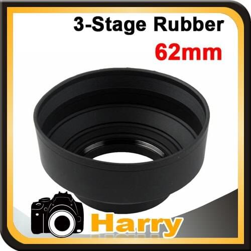 62mm 3 in1 3-stage rubber Lens Hood For Nikon For canon For pentax For sony ect