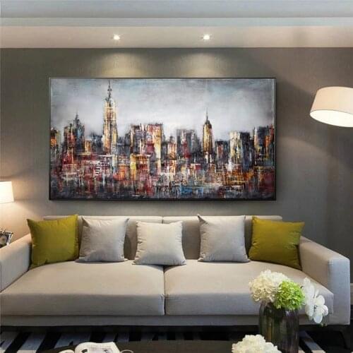 Abstract City Landscape Cavans Painting Modern Posters and Prints Wall Graffiti Art Picture for Living Room Home Decor Cuadros