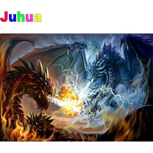 Fantasy fire ice dragon 5D Diy diamond painting Full drill diamond mosaic art abstract diamond embroidery gift home nordic decor
