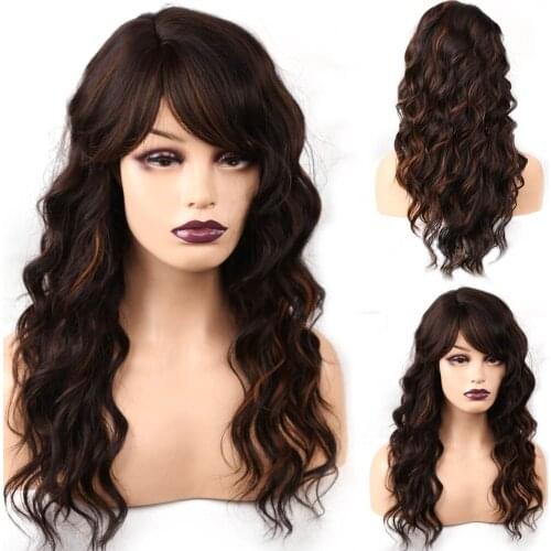 Amir Long Synthetic Wigs Ombre Wavy Wigs For Black Or White Women Natural Black Brown Blonde Cosplay Party Head