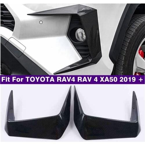 Car Accessories Front Bumper Fog Lights Lamps Decoration Cover Trim Fit For TOYOTA RAV4 RAV 4 XA50 2019 - 2021 ABS Carbon Fiber