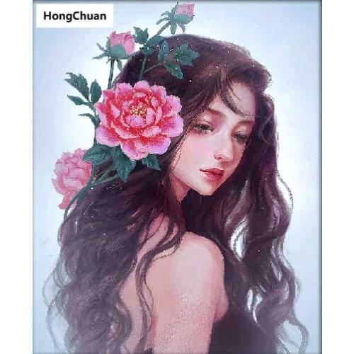 Fast delivery 5D diamond painting retro girl DIY mural square rhinestone mosaic round embroidery home decoration gift