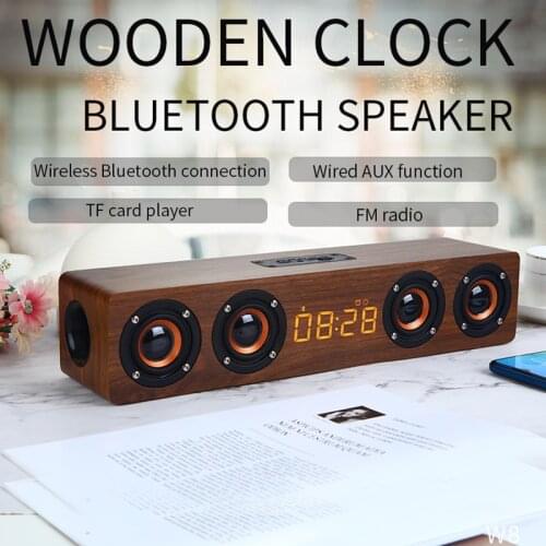 20W Wooden Bluetooth Speaker 4 Speakers Sound Bar TV Echo Wall Home Theater Sound System HIFI Sound Quality Soundbox for PC/TV