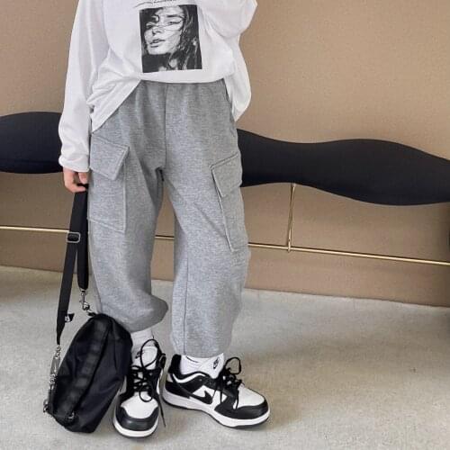 Childrens Pants New Autumn 2021 Girls and Boys Korean Sports Casual Cargo Pants Teenagers Jogger Pants Fall Clothes for Kids