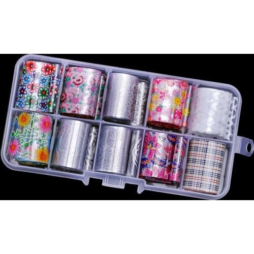 10Pcs/lot Rose Pink Nail Foil 10Styles Transfer Nail Wraps UV Gel Polish Nail Art Sticker Paper Colorful DIY Manicure Decoration