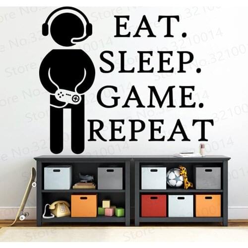 Game wall decaleat sleep game repeat decal game room decor gamer gift video game decal playroom decor PW221
