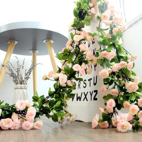Artificial Rose Flowers Rattan Autumn Small Peony String Decor Silk Fake Garland for Wedding Home Hotel Garden Decoration