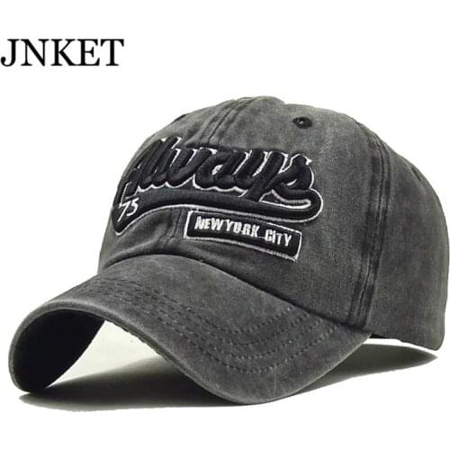 JNKET Embroidery Unisex Washed Baseball Cap Worn-out Style Hip Hop Cap Adjustable Snapbacks Hats Outdoor Sports Sunhat Casquette