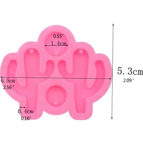 Cactus Keychain Epoxy Resin Mold Earrings Pendant Casting Silicone Mould DIY Crafts Jewelry Casting Tools