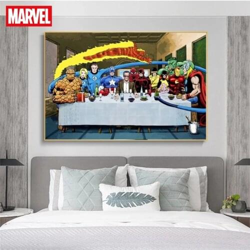 Marvel Superhero The Last Supper Canvas Painting The Avengers Posters and Prints Wall Art Pictures Home Decor Cuadros
