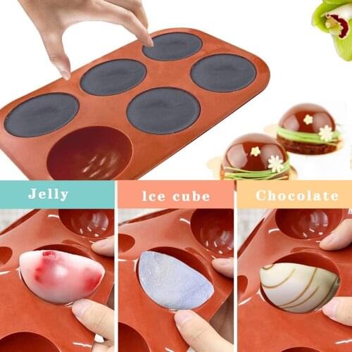 Brick red Cavity Semi Sphere Silicone Mold Making Chocolate Cake Jelly Dome Mousse Trays Non-Stick Fondant Moulds Bakeware Tools