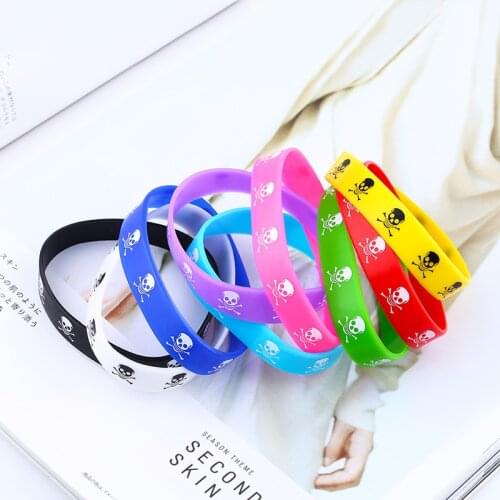 Cool Colorful Custom Silicone Bracelet Skull Head Popular Rubber Sports Wristband & Bangle For Kids Adult Sport brt-a72