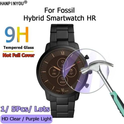For Fossil Hybrid Smartwatch HR Charter Collider Neutra Everett Clear / Purple Light 2.5D Tempered Glass Screen Protector Film