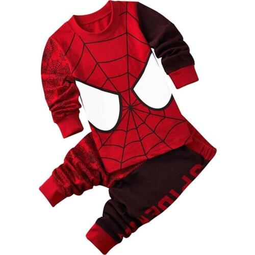 Spring Autumn Childrens Clothing Sets Boys Sleepwear Clothes Kids Spider Pajamas Set Baby Girls Cotton Pijamas Cartoon Pyjamas