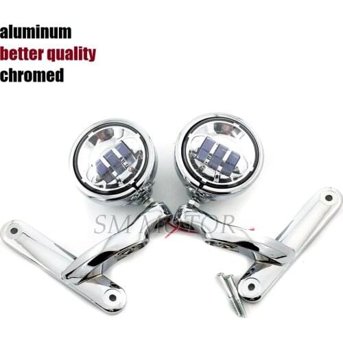 Motorcycle 4.5" Auxiliary Fog Passing Light Housing Brackets For harley Touring street glide roadking electra Frame CHROME 06-13