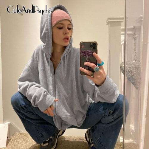Streetwear Oversized Y2K Hooded Jackets Casual Vintage Fashion Loose Coats Aesthetic Autumn Chic Clothes Vintage Cuteandpsycho