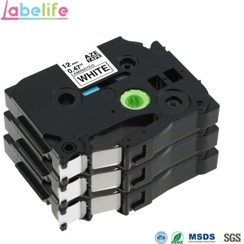 Labelife 3 Pack 12mm TZe-231 Black on White Compatible Brother Laminated Label Tape TZe231 for Bother P-touch Label Printer