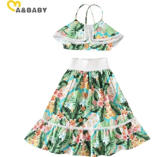Ma&Baby 1-6Y Summer Children Kid Girl Clothes Set Lace Ruffles Vest Tops Skirts Beach Holiday Vacation Clothing Boho Outfits