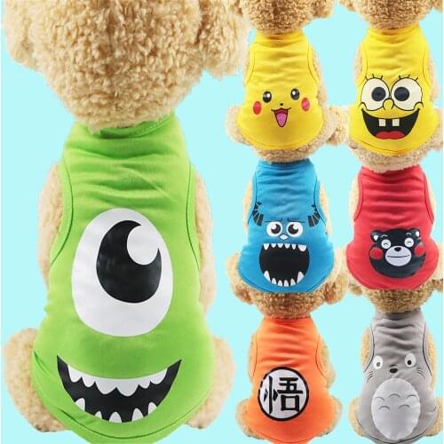 Miflame Cartoon Dogs Clothes For Small Dog Vest Funny Pet Clothes For Cats Vests Pomeranian Clothes Casual Puppy Clothes Summer