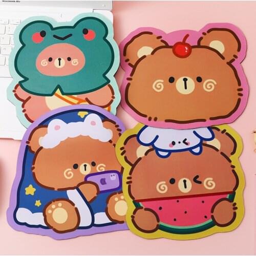 Kawaii Cute Bear Mouse Pad Cute Ins Girl Heart Student Computer Small Mouse Non-slip Pad Desktop Keyboard Pad Cute Desk Mat