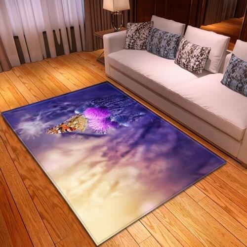 Fashion 3D dream butterfly pattern printing carpet living room bedroom carpet with dining table carpet