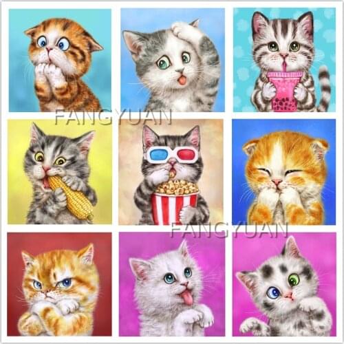 Cartoon Cute Cat Diamond Painting Diy 5D Full Square Round Drill Diamond Embroidery Creative Wall Crafts Home Decoration Gift