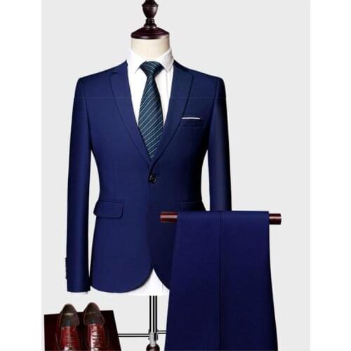 2019 Mens Slim Fit 3 Pieces Suits Blazer Jacket 10 Colors Two Buttons Wedding Suit Sky Blue Yellow terno masculino costume homme