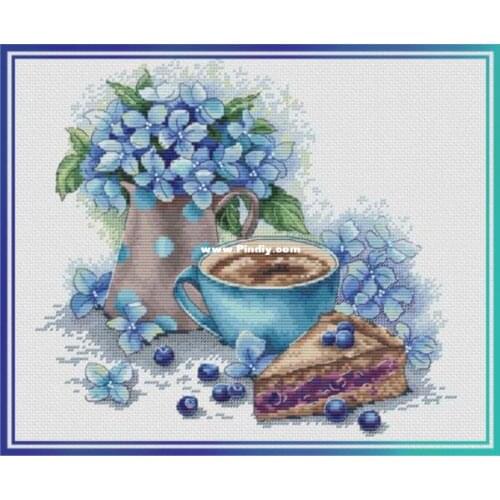Blue flowers Cross Stitch Kit Package Greeting Needlework Counted Cross-Stitching Kits New Style Counted Cross stich Painting