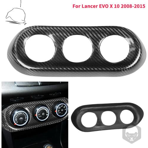 Real Carbon Fiber AC Button Trim Fame Cover Cap For Lancer EVO X 10 2008-2015 Interior Climate Control Paste On Car Accessories