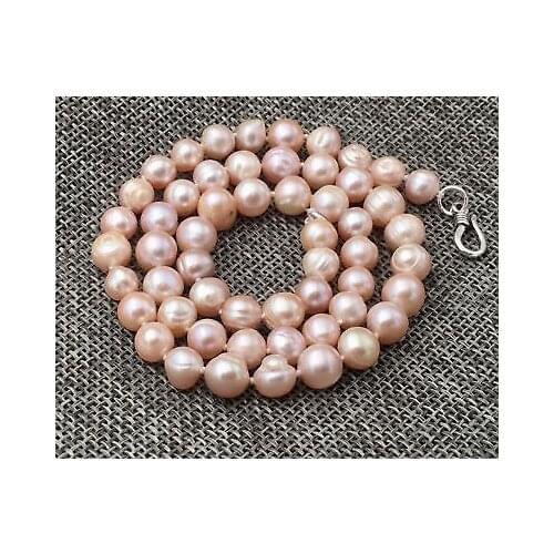 New Natural purple 8-9mm akoya freshwater pearl necklace 18