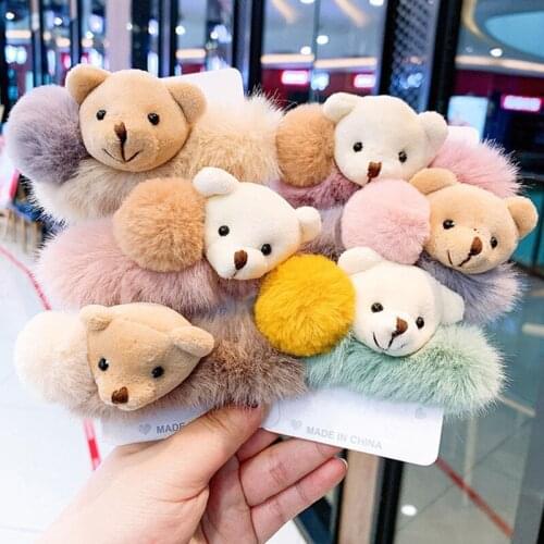 New Cute Little Bear Plush Hair Rope Girl Plush Doll Tie Hair Elastic Head Rope Women Headdress Hair Accessories