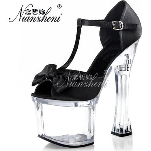 New style Butterfly Hollow Open Toe Thick platform Spool heels 18cm Super High heeled shoes 7 inches Big Size Womens Sandals