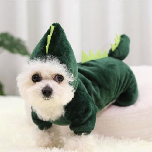 Pet Clothes High-Quality Coral Velvet Dinosaur Transformation Into Autumn and Winter Warm Four-Legged Clothes Dog Clothes