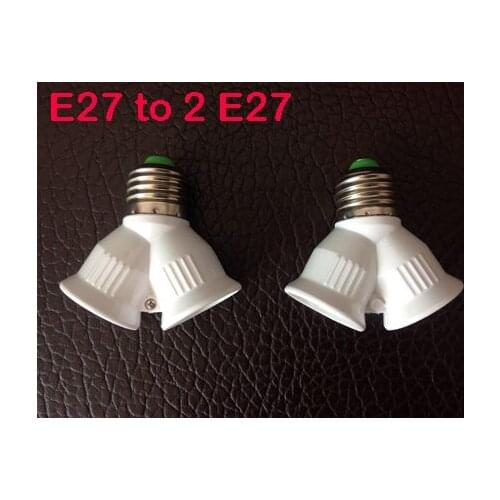 Fireproof Material E27 to 2 E27 Holder Light Lamp Bulb Adapter Converte 2E27 Lamp Holder Converter Bulb lighting 10PCS#LRT15496