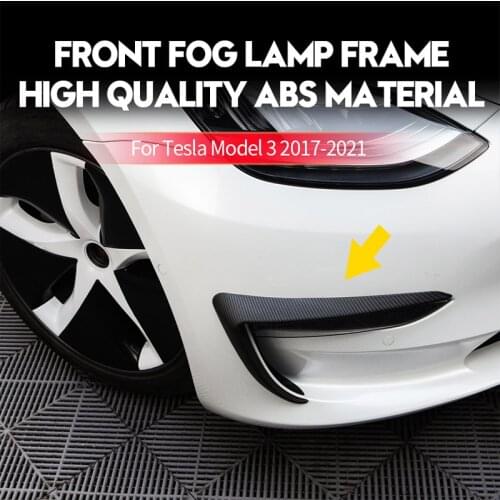 Model 3 Car Front Fog Lamp Cover For Tesla Model 3 2017-2021 Accessories Front Blade Matte Carbon Fiber Decoration